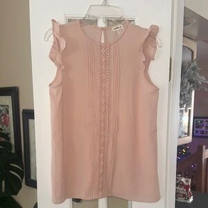 Monteau Blush Ruffle Sleeve Blouse